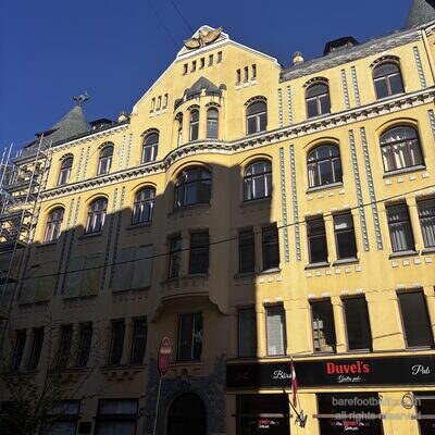 Das Jugendstilgeb&auml;ude gegen&uuml;ber dem Katzenhaus an der Meistaru iela, Riga, Lettland