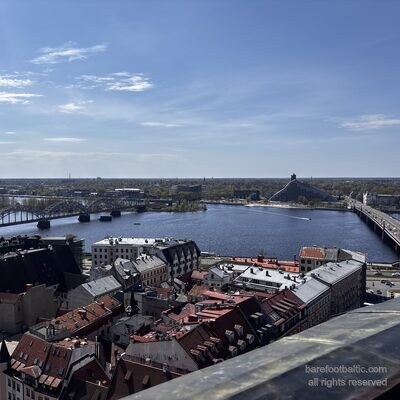 Der Blick vom Petriturm über die Daugava und die Lettische Nationalbibliothek, Riga, Lettland