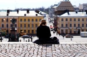 Senate Square Woman in Helsinki